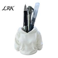 Desk Storage Container 3D Printed Hoodie Pen Holder, Makeup Brush Organizer for Desk, Pencil And Marker Holder Creative Sweatshirt Shape Container, balta