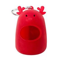 Portable Cute Elk Poop Bag Holder Dog Dispenser Silicone Waste with Compact Case raudona