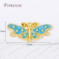 18K Gold Plated Blue Enamel Butterfly Connector Charm Multi Hole Butterfly Pendant For DIY Bracelet Necklace Jewelry Making 2 piece