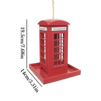 Red Telephone Box Shape Bird Feeder Wooden Flip-top opening Birdfeeder Hangable Phone Booth Bird feeding house for outdoor raudona