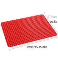 Silicone Multifunctional Barbecue Pizza Mat Pyramid Microwave Oven Baking Tray Tray Board Kitchen Baking Tray Mold (Red,1PC) raudona