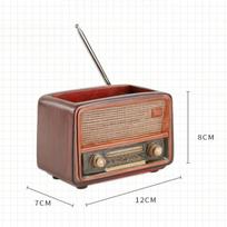 Retro Radio Design Resin Flower Pot Stylish Multipurpose Planter Artistic Home Desktop Plant Decor Ornament (Dark brown,12X7X8CM) tamsiai ruda spalva