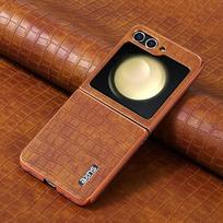 case for Samsung Z Flip 7 6 5 4 3 Electroplated vegan leather crocodile-patterned folding screen protective case full coverage Galaxy Z Flip7 ruda