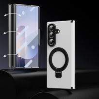case for Samsung Z FOLD 7 6 5 4 3 Electroplated leather bracket protective case full coverage With Holder Kickstand Shock Proof Galaxy Z Fold7 balta