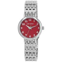 Montre femme - Akari - Boîtier 28 mm - Bracelet acier tressé 14 mm - Cadran rouge - Etanche 5 ATM