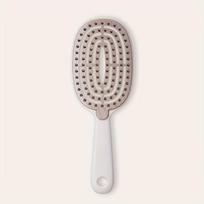 Quick Easy Clean Detangler Hairbrush - Retractable Comb with Self-Cleaning Nylon Bristles, Gentle Detangling & Hair Removal smėlis