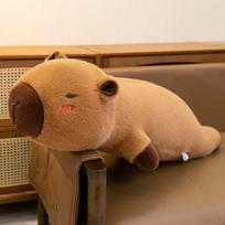 60cm-100cm Kawaii Cartoon Giant Strip Capybara Plush Doll Pillow Lying Brown Orange Wings Creative Capybara Plush Toy Home Decor 45cm ruda