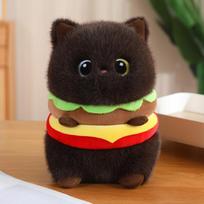 23cm Creative Funny Hamburger Cat Simulation Burger Siamese Cat Plush Toys Pillow Stuffed Animal Sofa Cushion for Girls Gifts 23cm