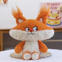 35CM New Funny Fox Plush Toy, Big Eared Furry Cat, Raccoon and Little Wolf Plush Cute Doll for Children's Birthday and Christmas 35cm