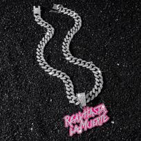 Iced Out Real Hasta La Muerte Pendant Necklace Alloy Gold Crystal Cuban Chain Red Enamel Graffiti Lettering HipHop Bling Jewelry Cuban chain&16inch(40cm) sidabras