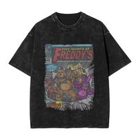 Harajuku Washed TShirt FNAF At Freddys Simple T Shirts  Hipster Tshirt for Men Summer Y2K Retro Printed Tees S