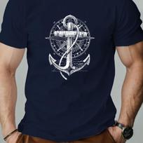 Men Nautical Anchor Graphic T-Shirt Royal Blue Maritime Tee Summer Shirt for Beach utfits Men Clothing S