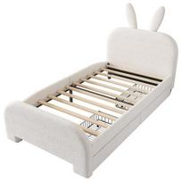 Soft Bed 90x200cm Rabbit Shape Velvet Fabric Children with Headboard 2 Drawers Ergonomic Design Strong Wood Slat Support Home Furniture Kids balta