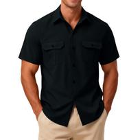 Men's Casual Outdoor Collared Short-Sleeve Shirt L juoda
