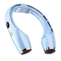 Semiconductor Refrigeration Hanging Neck Fan Portable Air Conditioner 4000mAh 360 Surround for Outdoor Cooler Blue
