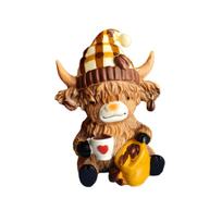 Cow Resin Figurine Scottish Decor Gift for Coffee Lovers One Size