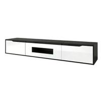 TV Cabinet Cabinet, High-Gloss Color-Coordinated with Black Stand and White, Featuring Color-Changing LED Light, Home Decor Console Table juoda