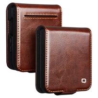For Samsung Galaxy Z Flip7 5G Case with Card Holder Genuine Cow Leather Stand Phone Cover (New Model) juoda
