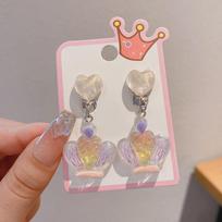 Colorful Dopamine Korean Style Clip-On Earrings for Kids – No Piercing Needed – Princess Dangle Design