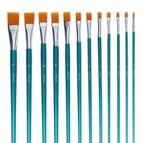 JOWOART 12pcs/set Acrylic Flat Head Nylon Hair Paint Brushes Art Supplies Artist Oil Watercolor Brush for School Student Drawing Tool blue