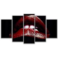 Modulinis paveikslų sienos meno drobės namų dekoras 5 vnt. Rocky Horror Picture Show lūpų paveikslai HD spausdinti plakatai su rėmeliais PENGDA 20x35cm*2  20x45cm*2  20x55cm*1 brown