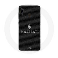 Case - Maniacase - Samsung Galaxy A20e - Maserati - Carbon background - Black silicone juoda