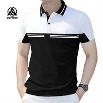Vyriški verslo polo marškinėliai Dryžuoti polo marškinėliai vyrams Trumpomis rankovėmis slim fit polo marškinėliai S