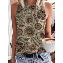 Women's sleeveless T-shirt with Jesus Dandelion 3D ethnic print, Y2K streetwear, oversized top, round neck vest, off shoulder, women's T-shirt S