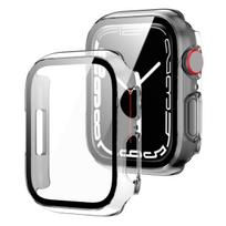 Compatible Apple Watch Series 5/6/7/8/9 Protective Hard Case with Tempered Glass Film 42mm gryna
