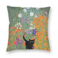 Cat Gustav Klimt Bauerngarten Square Pillowcase Polyester Linen Velvet Printed Zip Decorative Pillow Case Room Cushion Cover 30cmx30cm