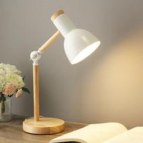 NuFeng Macaron Wooden Bedside Lamp balta