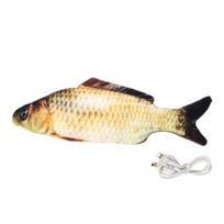 Yousheng Flopping Fish Cat Toy Rechargeable Soft Stuffed Fish Interactive Chew Toy Realistic Fish Cat Kicker Toy for Cats Exercise Hunting Instinct USB-Charging
