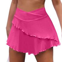 Women's Tennis Skirt Cross Color Short Skirt Pleated Light Sports Skirt With Pockets S