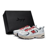 New Balance NB 530 Cushioning Slip Resistant Breathable Low top Running Shoes Unisex Gray Silver Red MR530KA(Team80-S-BOX) 38.5