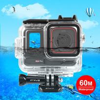 Insta360 Ace Pro / Pro 2 PULUZ 60m atsparus vandeniui dėklas su pagrindo adapteriu ir varžtu (Skaidrus) skaidri