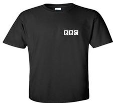 BBC Baltas Logotipas BRITISH FUNNY Marškinėliai RETRO JUOKINGI NAUJIENOS Juodi Medvilniniai Marškinėliai M black
