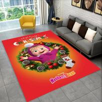 3D M-Masha Cartoon B-Bear Christmas Area Rug,Carpet Rug for Living Room Bedroom Sofa Doormat Decoration, Kids Non-slip Floor Mat 40x60cm(15x23in)