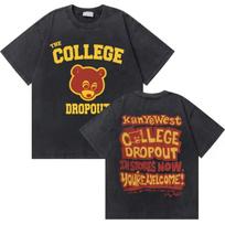 2026 Washed Vintage Rapper Kanye West Graduation Bear Graphic T Shirt Men Pure Cotton T-shirt Men's Hip Hop Fashion Tshirt Ins S juoda