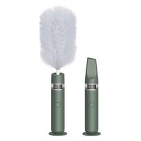 360° Feather-Duster Microfiber Dusting Electric Brush 2 In 1 Vacuum Cleaner USB Charging Furniture Cleaning Tool žalia