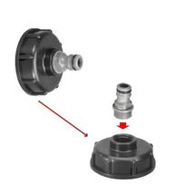 2pcs Bucket Cap And Threaded Connector, IBC Ton Bucket Quick Plug Connector, Including Dome Cap And Threaded Nipple Connector 2pcs (bucket lid + threaded connector)