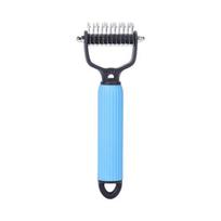 Pet Grooming Rake, Double Sided Cat Undercoat Rake Dematting Comb, Gentle Detangling Tool, Deshedding Brush for Dogs Cats Medium Long Coats S mėlyna