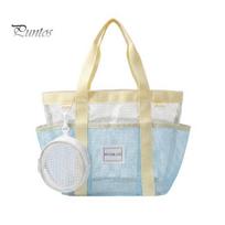 Travel Beach Tote Large Mesh Bag, Family Bag for Toys Lightweight & Vacation Essentials, Quick Drying Sand-proof Waterproof Storage Pouch Breathable šviesiai geltonos spalvos