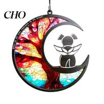Cat Memorial Suncatcher Pet Angel Dog Sun Catcher Panel Stained Glass Custom Loss Keepsake Window Hanging Ornaments Sympathy Gift for Lovers Owner A