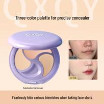 QXQY Three-Color Concealer: Covers Dark Circles, Acne Scars, Tear Troughs; Blendable, Natural Finish, Long-Lasting Coverage 4.2g