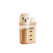 Large Capacity Dog Food Storage Box Leak Proof Transparent Airtight Storage Jars with Scale Moisture-proof (Beige,2000 ML) smėlis