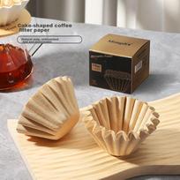 Mongdio Coffee Filter Papers, Cake-Shaped Pour-Over Coffee Filters, Natural Wood Pulp, 50 Pieces Per Pack
