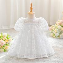 Europos ir Amerikos Naujos Spalvos Mergaitės Gimtadienio Krikšto Suknelė & Šventinė Suknelė 6-9M white