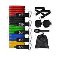 TPE Latex 11piece Tension Rope Set Resistance Band Set Home Gym Exercise Fitness Tube Pilates Bar Door Anchor Training Pull Rope One size juoda