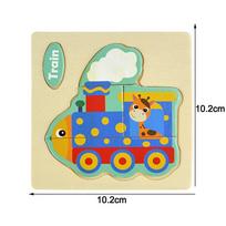 Wooden Puzzle Montessori Educational 3D Jigsaw Puzzle for Baby Preschool Learning Toys Cartoon Animal Shape Matching Board