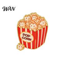 Anti-rust Brooch Cartoon Cat Popcorn Lapel Pin Cute Food Series for Bags Jackets Scarves And Hats & Backpacks Zinc Alloy Rust-Proof Unique Gift raudona